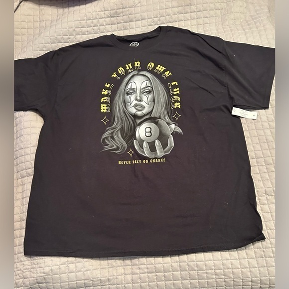 MAKE YOUR OWN LUCK GRAPHIC BLACK TEE SHIRT.  UNISEX Size 3X, NEW with tag - Picture 1 of 7